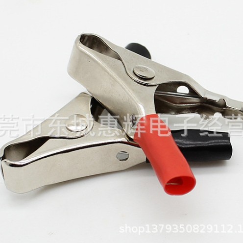 10A Nickel Plated Copper Plated Alligator Clip 55mm Long Battery Clip with Insulated Sleeve Clip Car Firewire Charging Clip