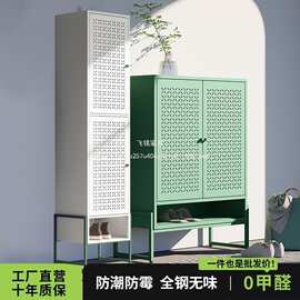 飞铭金属大容量对开门鞋柜铁艺铁皮钢制鞋柜家用门口多层鞋架2025