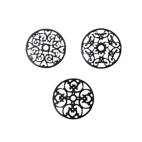 Silicone dinner mat heat insulation pad, thick round soft hollow table mat kitchen utensil pot mat bowl mat plate mat