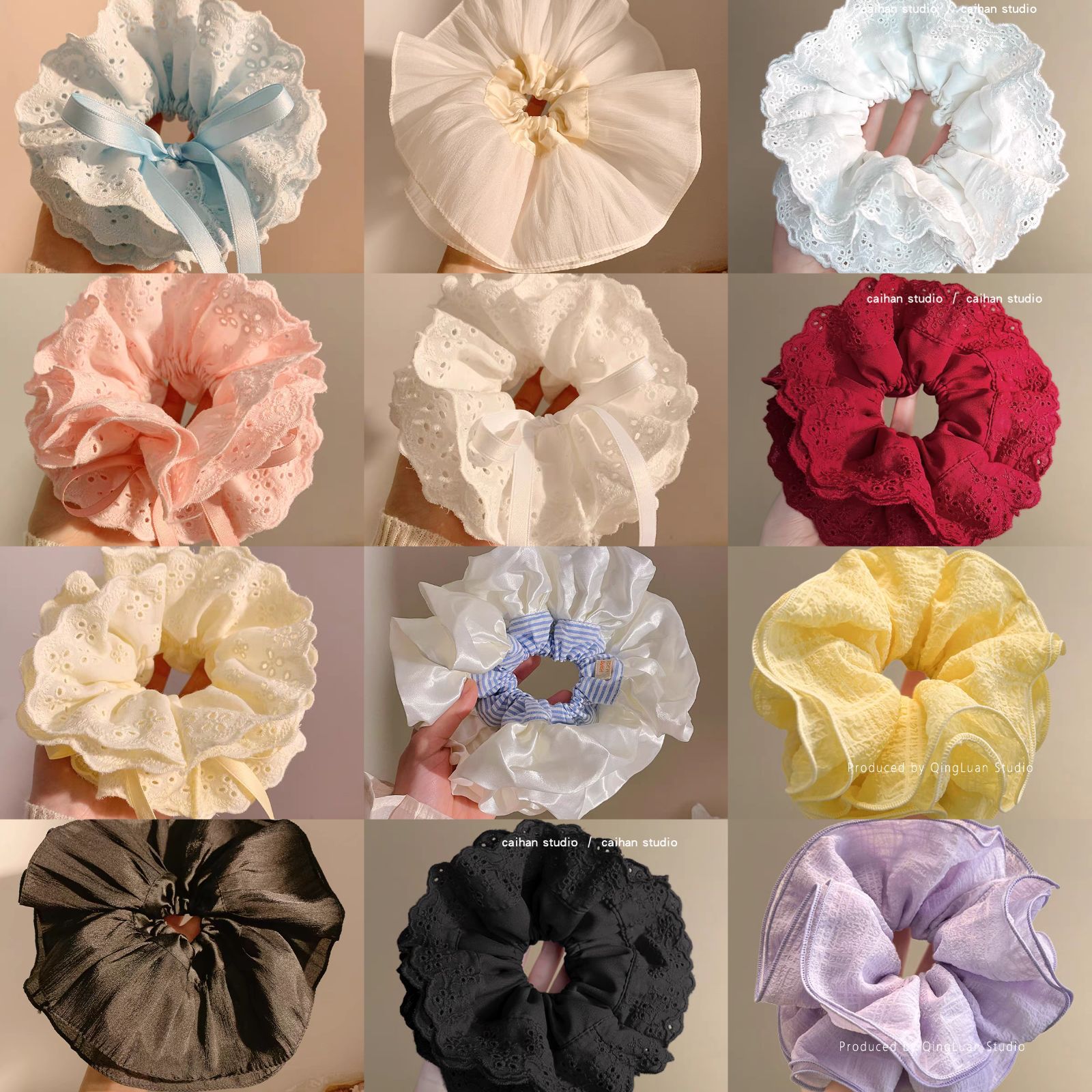 new korean style oversized floral large intestine hair band ballet style bandeau big hair rope pastoral style headband for women