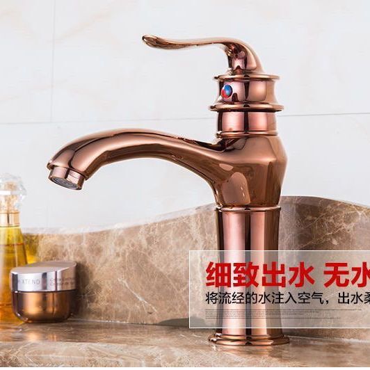 全銅製のゴールデン洗面台の蛇口、洗面台の蛇口、アンティークのヨーロピアンスタイルのカウンター洗面台、温冷洗面台|undefined