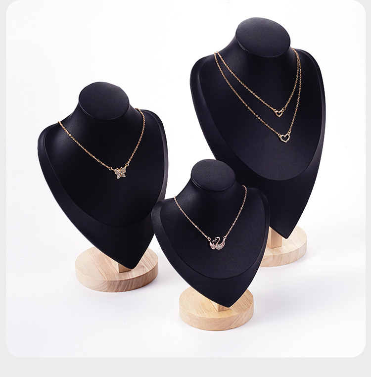 Solid Color Pattern 1 Piece PU Wood Simple Style Solid Color Jewelry Display Bust