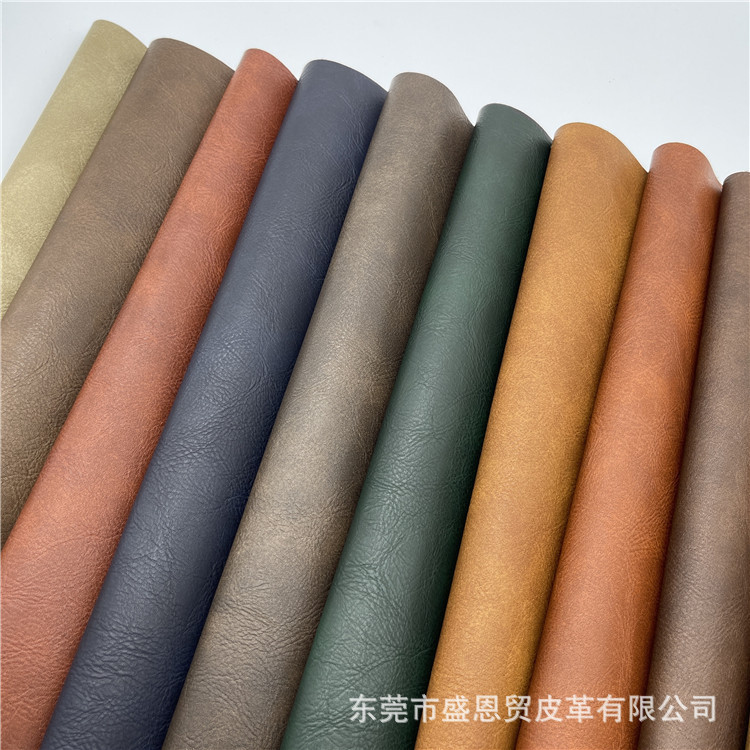 0.9mm复古pu皮革哑光仿牛皮轻甩树皮纹 箱包沙发桌椅鞋材皮料
