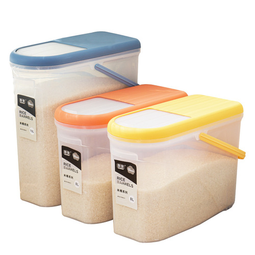 Household plastic sealed rice bucket kitchen 20 catties transparent rice storage tank flour grain storage box moisture-proof and insect-proof