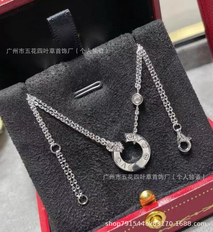 高版本新款卡家经典圆饼双环项链女轻奢时尚气质项链不掉色送闺蜜|undefined