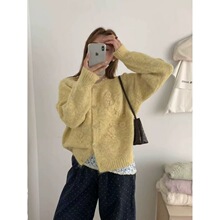 2025秋季新款重工绣花宋慧乔同款韩系小花针织开衫木扣显瘦上衣