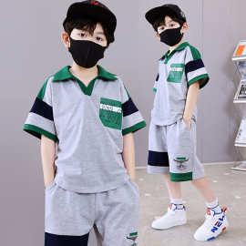 新款男童套装夏季polo衫2026儿童网红短袖衣服男孩酷帅童装运动服