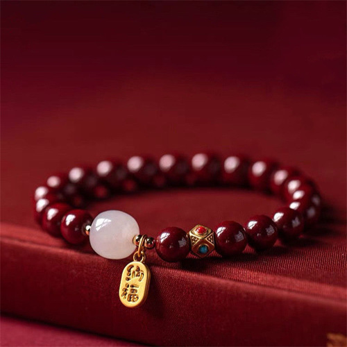 Imitation ore cinnabar purple sand fortune transport bead hand string of female money benmingnian gift accessories god luck wealth hetian jade braceletd