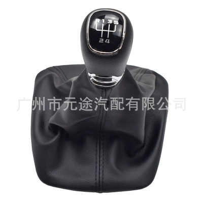 Suitable for Skoda Octavia A5 A6 2004-2013 Gear Shift Knob Chrome-Plated Shift Lever with Leather Cover (Cab and accessories) - sk-skd-03-5-speed-plastic-head-black-leather-and-black-wire-cover-integrated-gear-handle