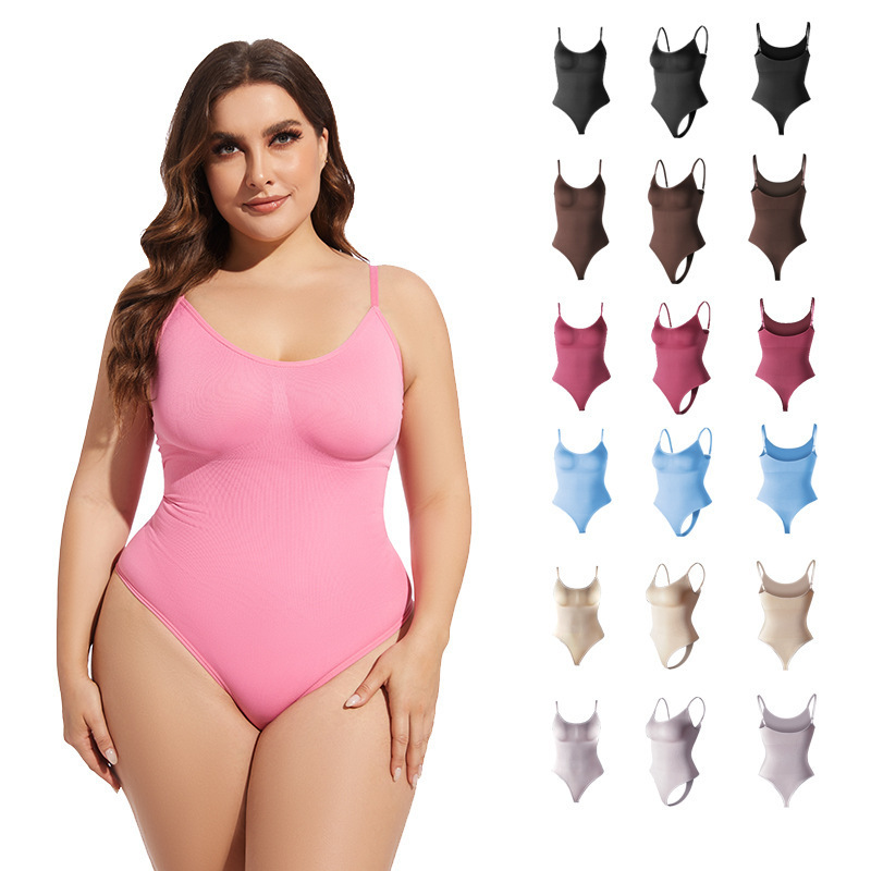 Cross-border Hot-selling Seamless Body-shaping Jumpsuit Belly-lifting plus size G-string Briefs Sling Tight-fitting Tunic