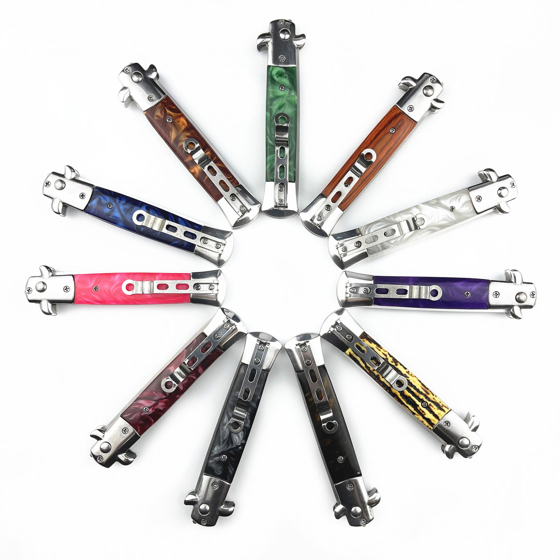 Mariposa cuchillo peine de acero inoxidable plegable de primavera espalda grande cabeza de aceite regalo de empresa peine para mascotas suministros ventas directas de la fábrica