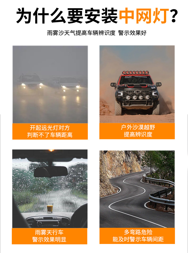Suitable for Ford F150 car special net small yellow light non-destructive retrofitting grid net day running light