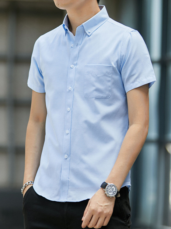 Camisas para hombre para primavera y verano, modernas y versátiles, estilo coreano de alta gama, corte ajustado, camisas informales, para ir al trabajo, transpirables para personas jóvenes y de mediana edad