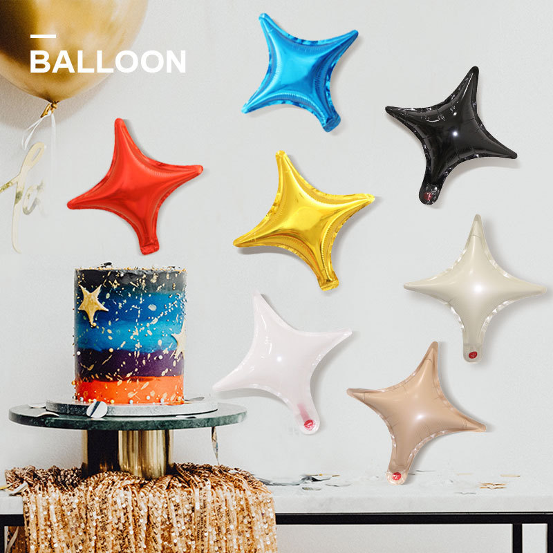 10-inch four-pointed star aluminum foil balloon for wedding room decoration, venue setup, birthday party, small four-star balloon wholesale