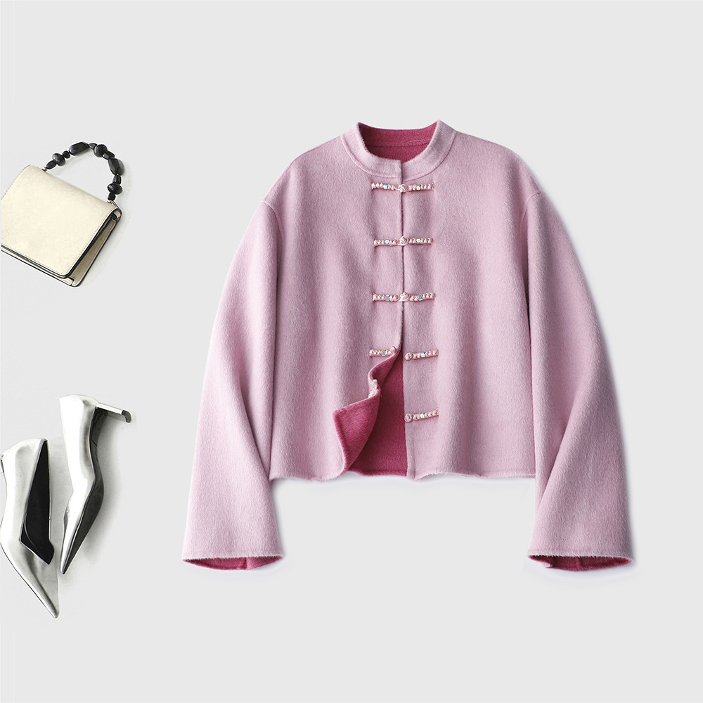 书香门第的大家闺秀 中式景泰蓝盘扣立领羊绒羊毛呢外套 双面异色