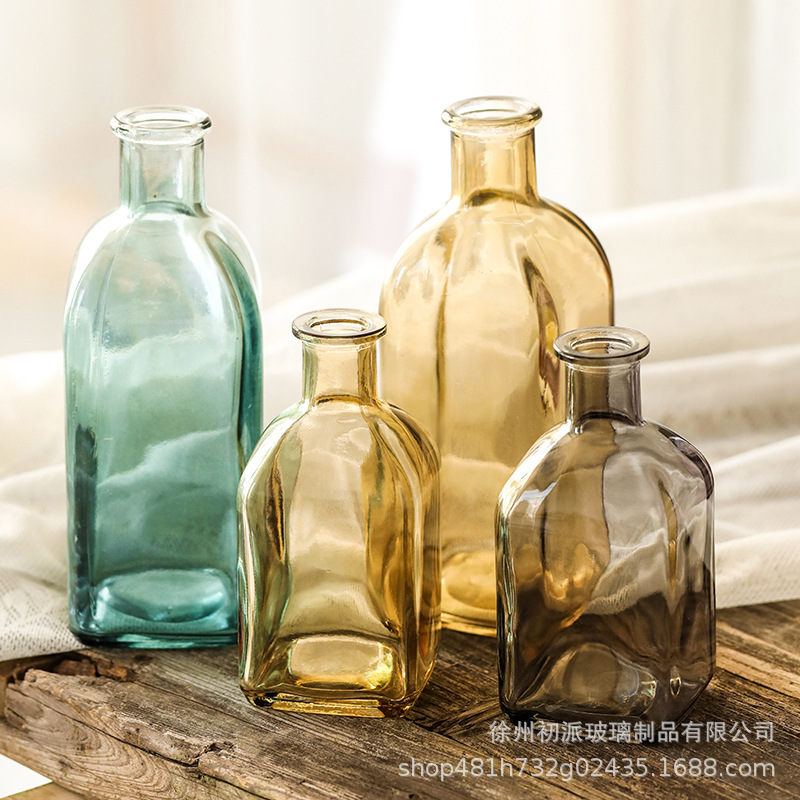 Manufacturer Wholesale Modern Simple Translucent Glass Vase Flower Arrangement Living Room Dining Table Home Decoration Ornaments