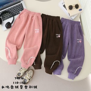 整首批发  25冬款童装   爱心小黄鸭加绒  儿童休闲裤 女童童裤