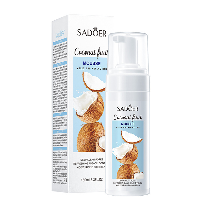Espuma limpiadora facial SADOER pure English con aminoácidos de plantas y frutas, con cabezal de cepillo, venta al por mayor para comercio exterior transfronterizo.