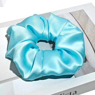 Saç üçün rezinlər – for Women 100% Mulberry Silk - 30mm-6cm-hair-tie-lake-blue