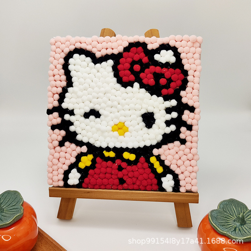 DIY ヘアボール絵画手作り材料パッケージクリエイティブ子供の漫画アニメーション装飾絵画ステッカー絵画屋台卸売|undefined