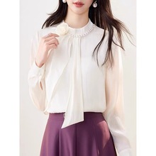 汉派品牌专柜2025早秋新款气质上衣设计感小衫珍珠活动衬衫女032