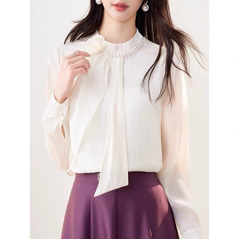汉派品牌专柜2025早秋新款气质上衣设计感小衫珍珠活动衬衫女032