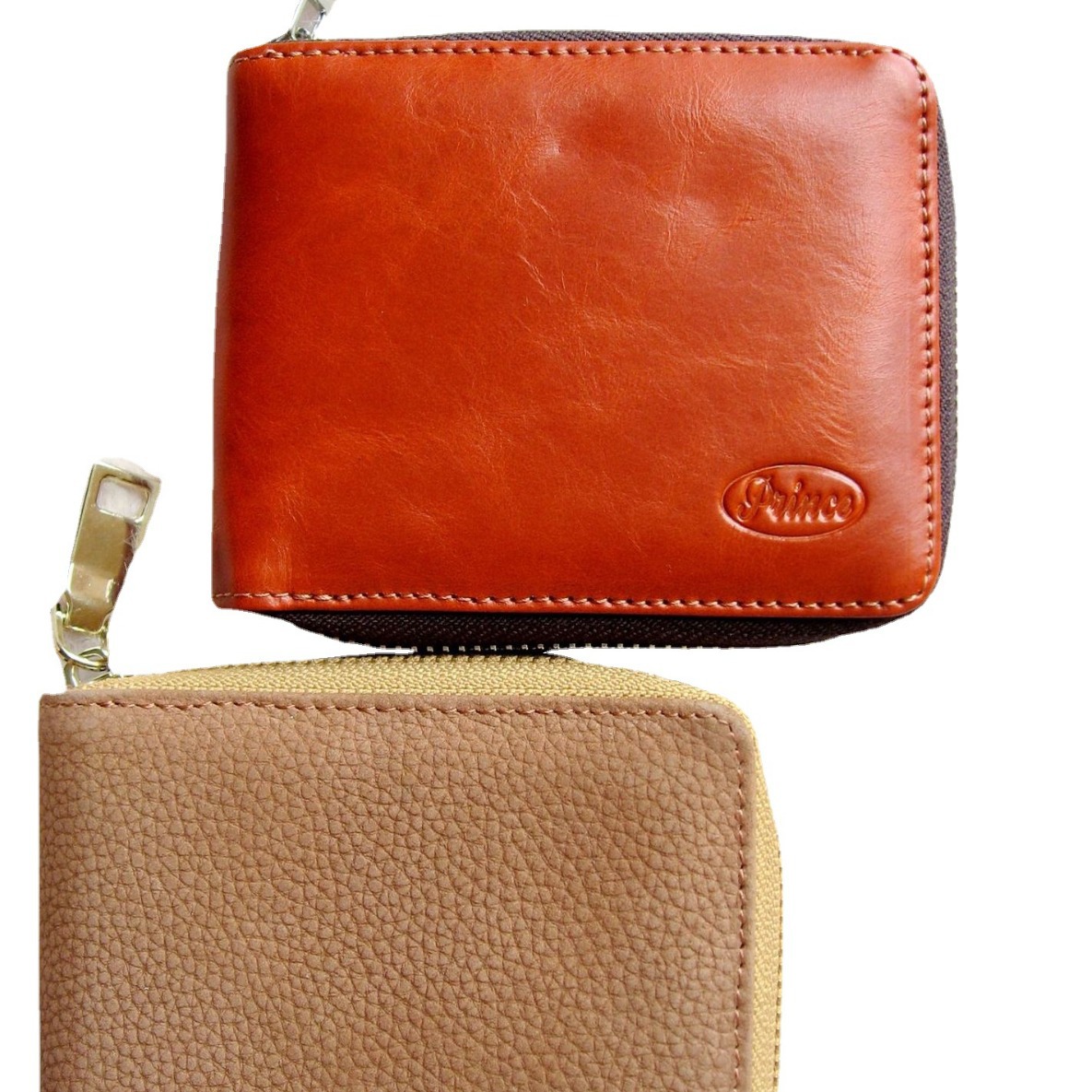 Cartera pequeña de cuero genuino para hombre, con cremallera, diseño simple, piel de vaca, protección antirrobo, piel aceitada