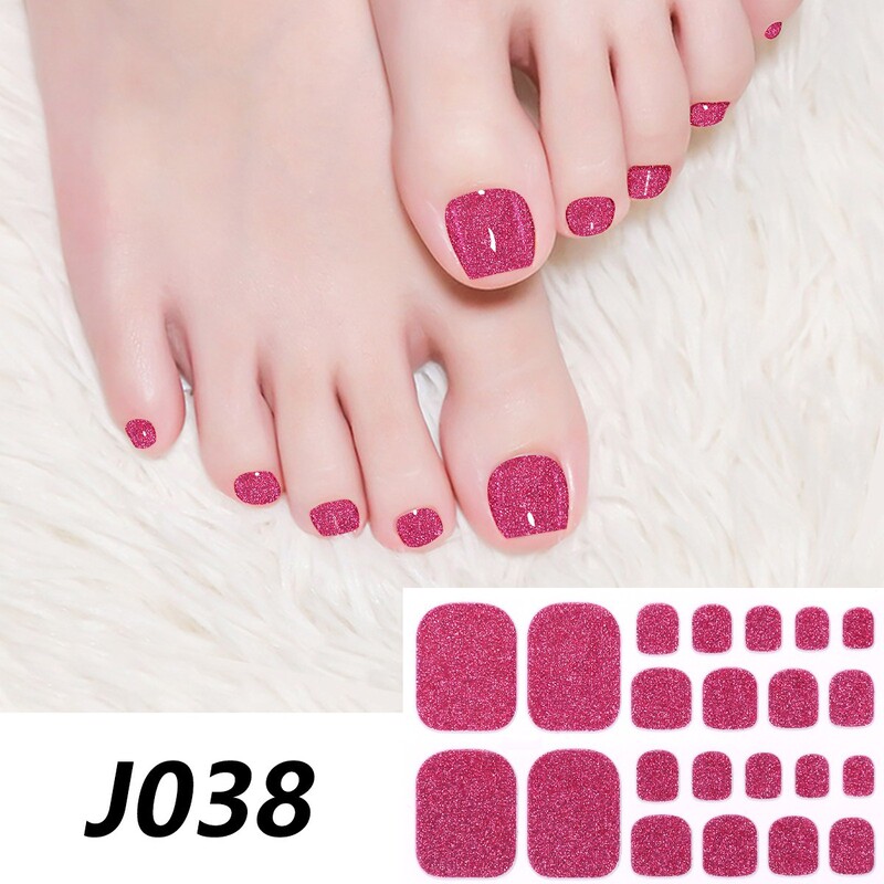 Nail Gel No-Bake Stickers Toe Full Coverage Solid Color Glitter Nail Stickers Cross-Border Hot Selling Nail Stickers Foot Stickers