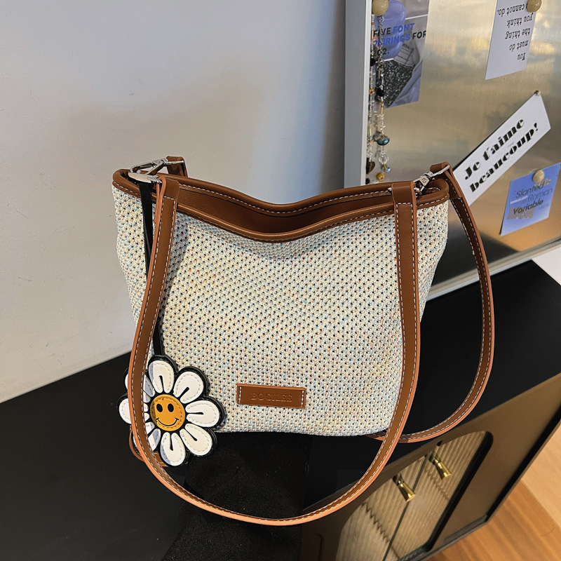 Bolsa de cubo retro de gran capacidad para mujeres 2026 nueva moda diaria de verano mochila de hombro