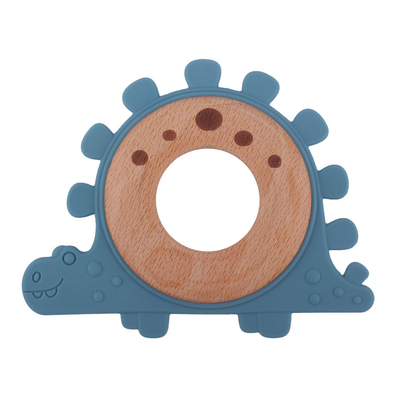 Nuevo bebé suministros de dibujos animados serie Animal anillo de madera mordedor bebé creativo mordedura de goma molar juguete de haya