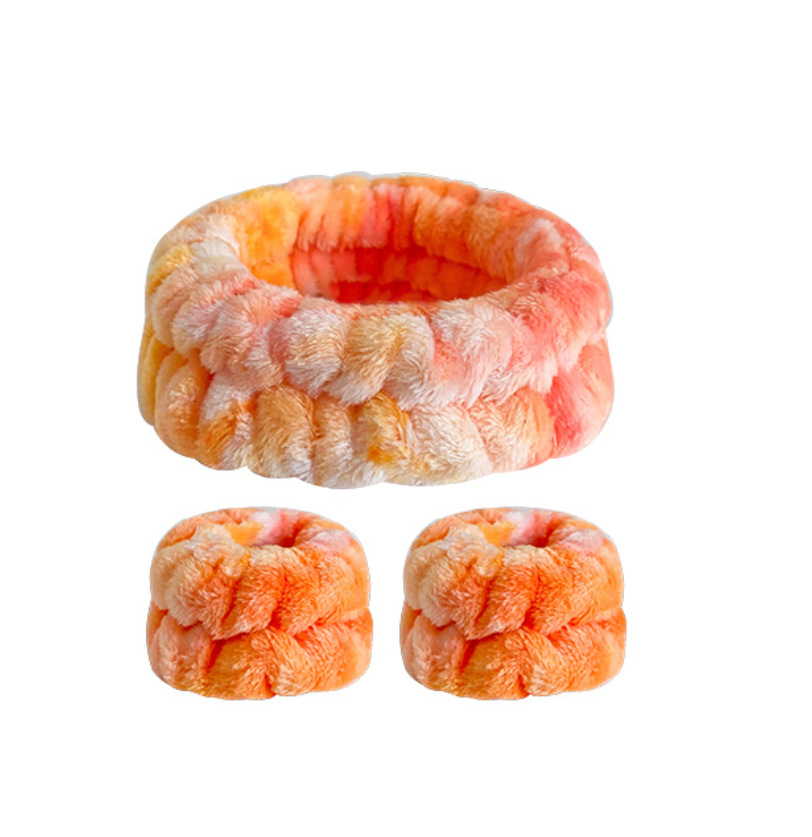 Amazon europeo y americano transfronterizo correa de muñeca teñida banda de pelo traje de mujer absorbente lavado de cara gradiente de color pulsera impermeable