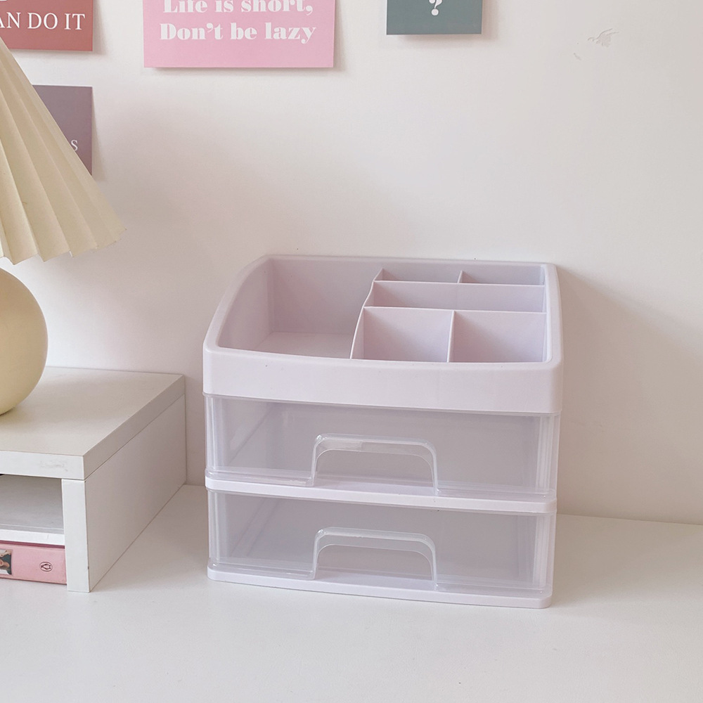 INS caja de almacenamiento de escritorio transparente de múltiples capas caja de almacenamiento de cajones apilables mango de Conejo caja de cosméticos de múltiples capas caja de papelería