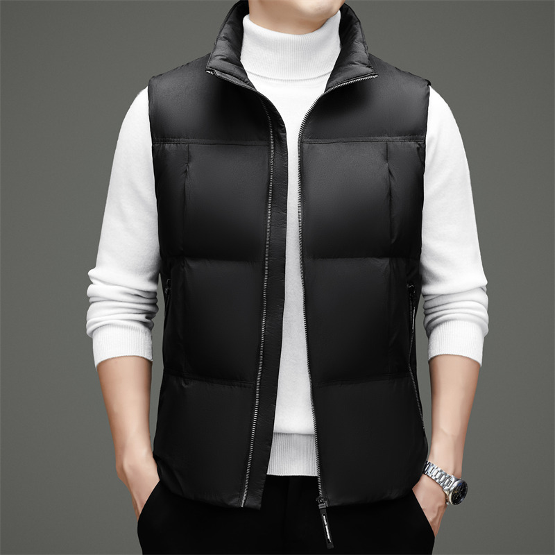 YINGAO跨境纯色马甲冬季新款男装保暖拉链立领休闲加厚羽绒服马甲