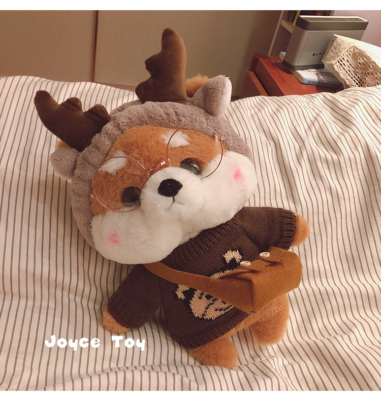 智贝详情图_5ins网红柴犬公仔换装穿衣狗狗玩偶秋田布娃娃抖