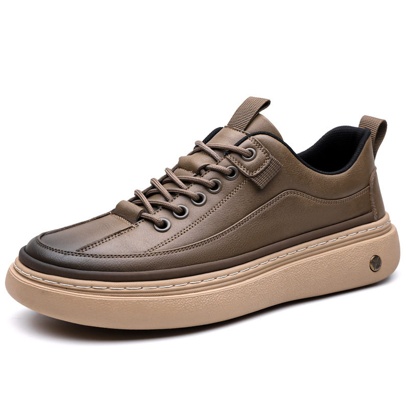 Giày da nam sneaker cổ thấp phong cách retro, đế cao su, dây buộc, phù hợp đi chơi và lái xe — GX1617 màu nâu, GX1617 màu đen