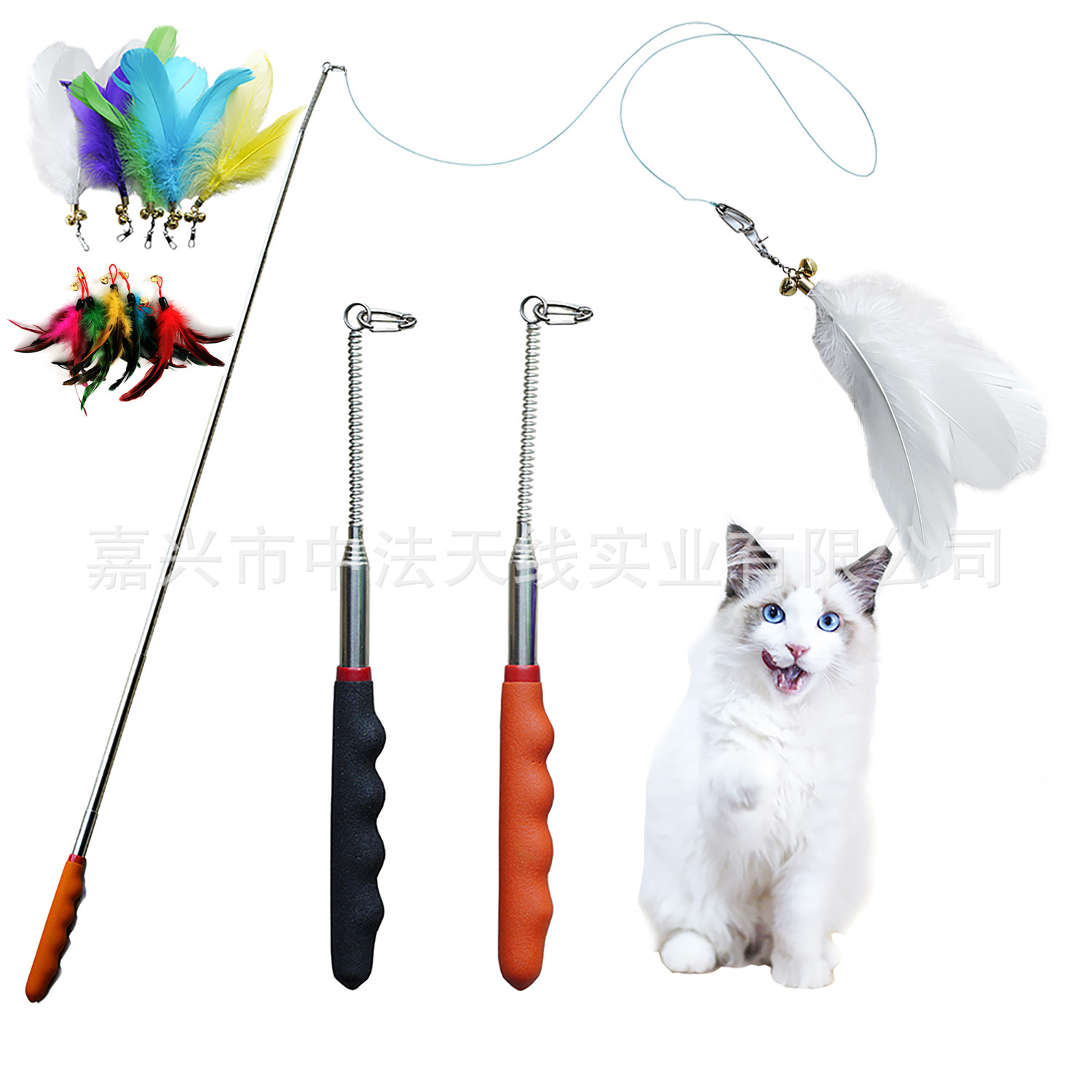 30年工厂伸缩逗猫棒羽毛猫玩具可伸缩跨境热销有现货