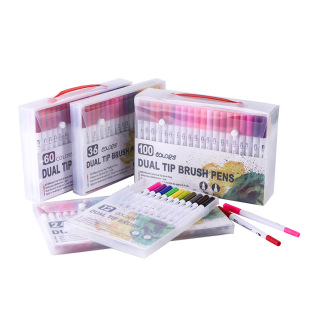 Amazon's Popular 24-Color Double-Ended Hook Line Pen Colorful Marker Pen Soft-Head Watercolor Pen Art Supplies Watercolor Pen