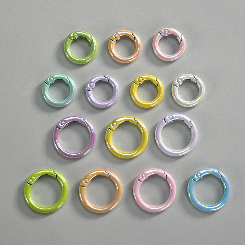 Pearlescent Candy-Colored Pendant with Press Spring Clasp, Keychain Accessory with Metal Spring Ring, High-End Card Ring Accessory
