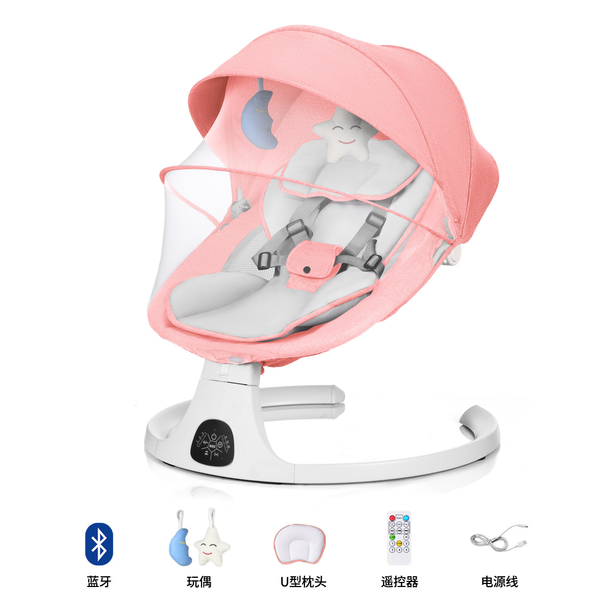 Silla de mecedora para bebés transfronterizos, silla de seda para bebés, artefacto para dormir, cuna eléctrica para niños, silla de relajación multifuncional