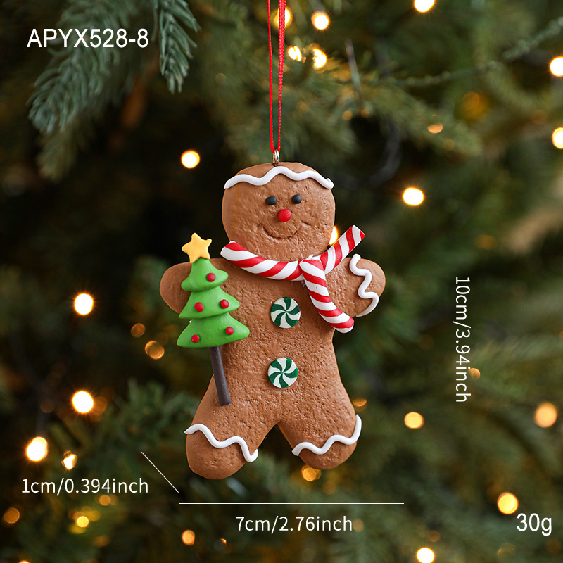 Nuevo hombre de pan de jengibre de cerámica suave pequeño colgante colgante árbol de Navidad adornos encantadores pan de jengibre hombre de Navidad decoración colgante retró dibujado a mano