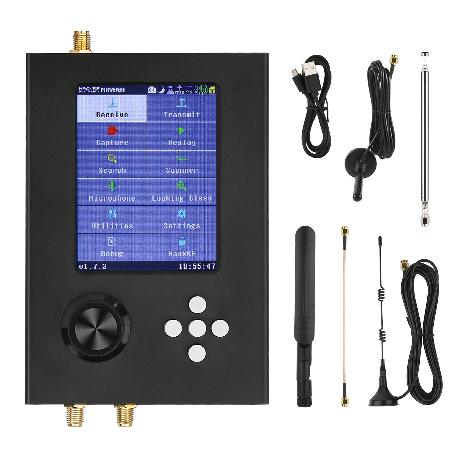 金属触摸屏 全功能无线电收发信机 Hackrf one R9+ Portapack