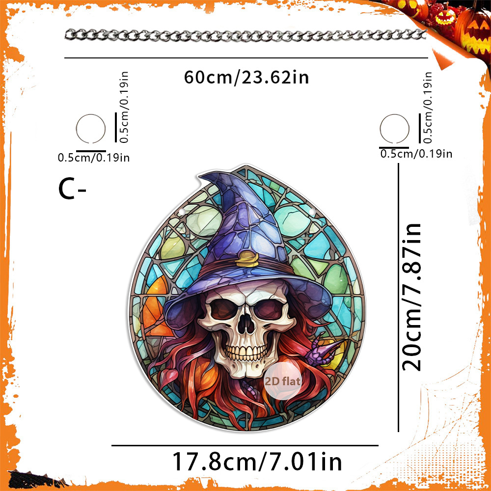 Decoración de Halloween transfronteriza cabeza de calabaza malvada 2D acrílico disco colgante ventanas de color porche colgante