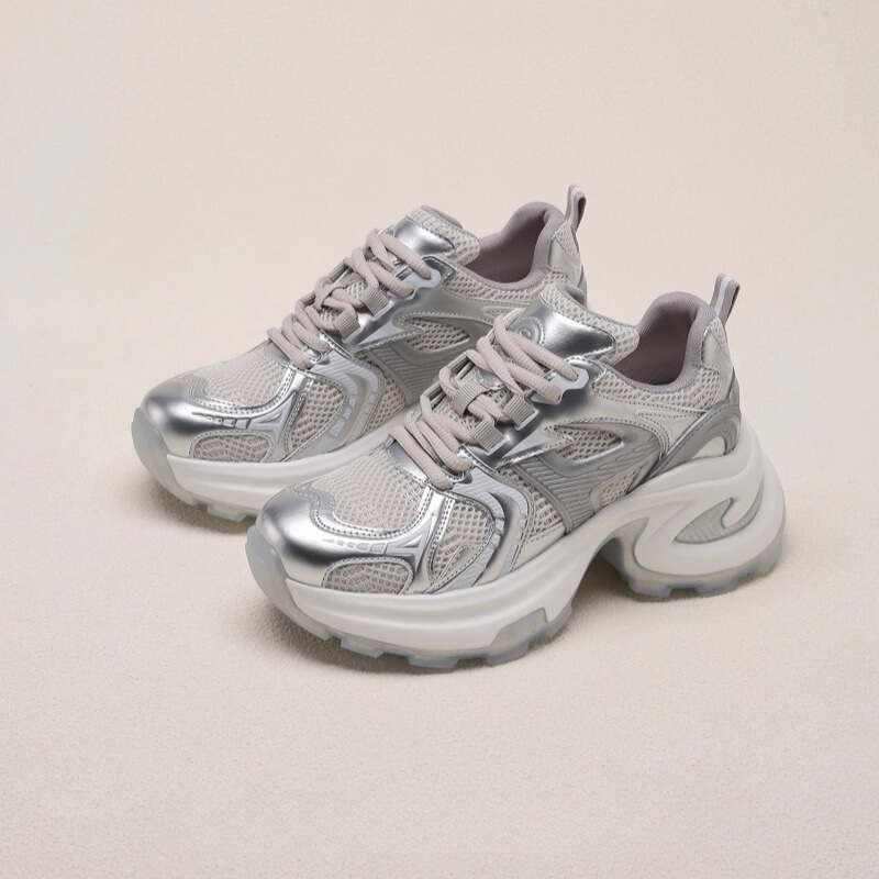 Full soft leather ~ thick bottom increased casual sneaker women's 2025 spring new mesh breathable fashion torre shoes Full soft leather ~ thick bottom increased casual sneaker women's 2025 spring new mesh breathable fashion torre shoes