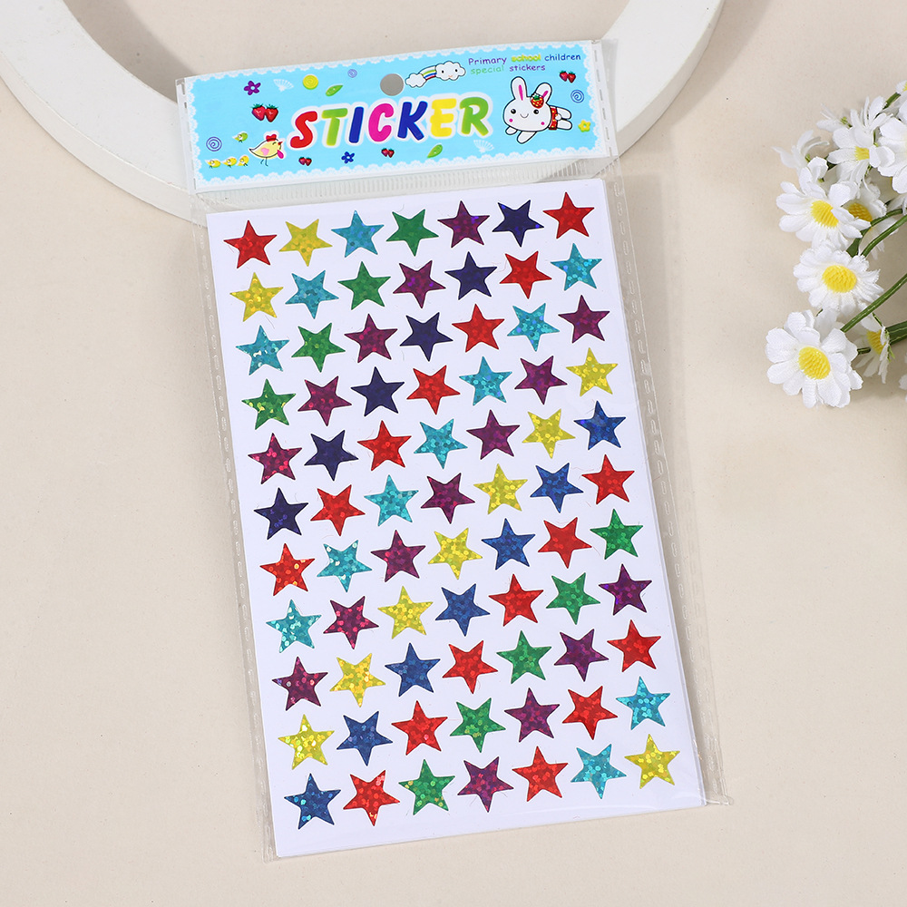 Pegatinas láser de color estrella flash pegatinas de jardín de infantes para niños recompensas pegatinas adhesivas de pentapunto pegatinas