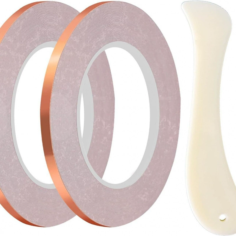 Медная фольгированная лента с черной подложкой (2 рулона) с резаком для бумаги из коровьей кости