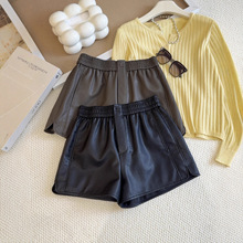 皮短裤女2025新款春秋冬外穿高腰显瘦靴裤黑色百搭a字阔腿pu皮裤