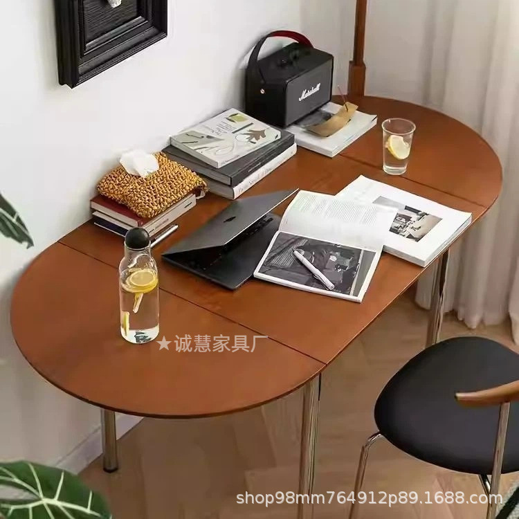 可折叠桌北欧简约餐桌家用复古小户型餐桌椅组合饭桌实木桌子伸缩|undefined