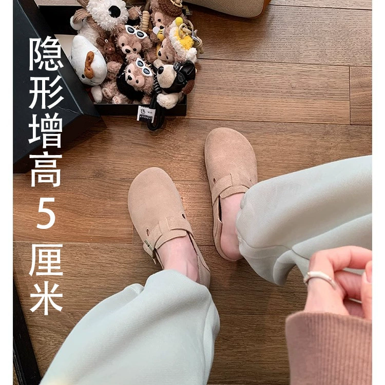 Женские туфли Birkenstock без шнуровки со скрытой подкладкой для увеличения роста, на флисовой подкладке, новая модель осень-зима 2025 года, удобные женские туфли Birkenstock с широким носком.