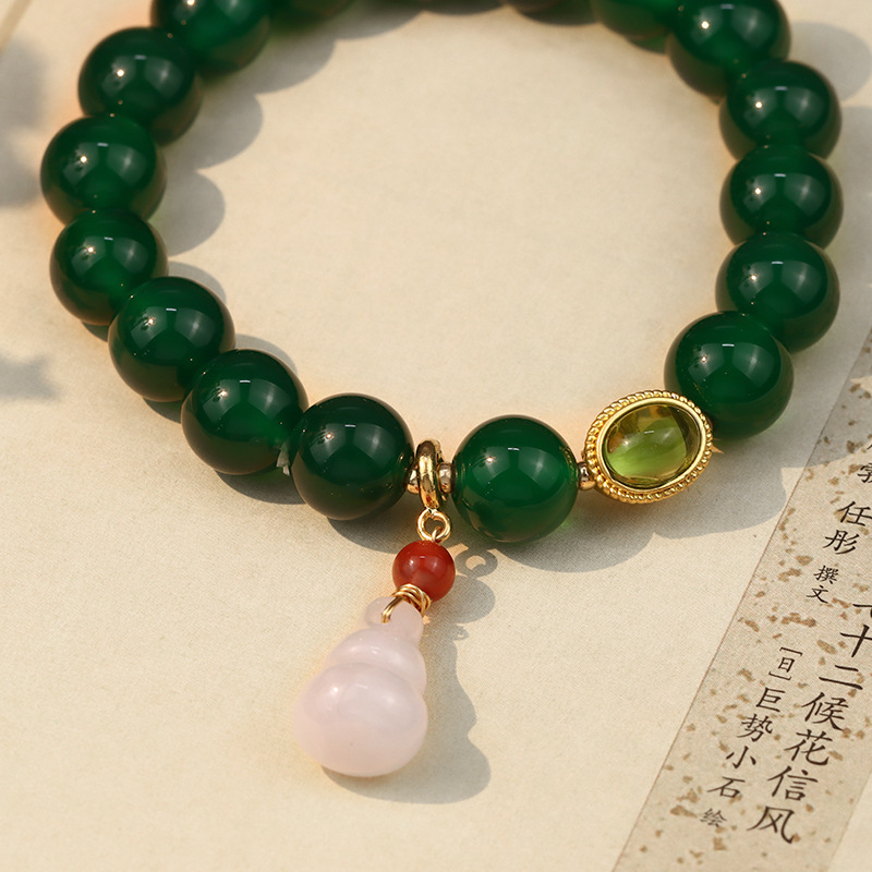 Bracelet Mode Simple Agate Verte Calcédoine Mode Cristal Bracelet Pendentif Jade Blanc display picture 4