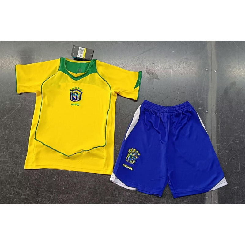 Trajes de fútbol retro transfronterizos trajes de ropa infantil Barça camiseta de manga corta Inter Brasil Argentina uniformes de juego AC